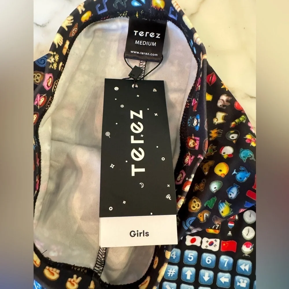 NWT Terez Emoji Print Leggings | Girls’ Medium | Soft Stretchy Athleisure